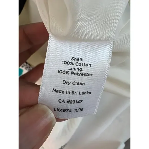 Talbots Pencil Knee Length White Green Polka Dot Skirt Sz 8 Cotton Old Money - Picture 9 of 10